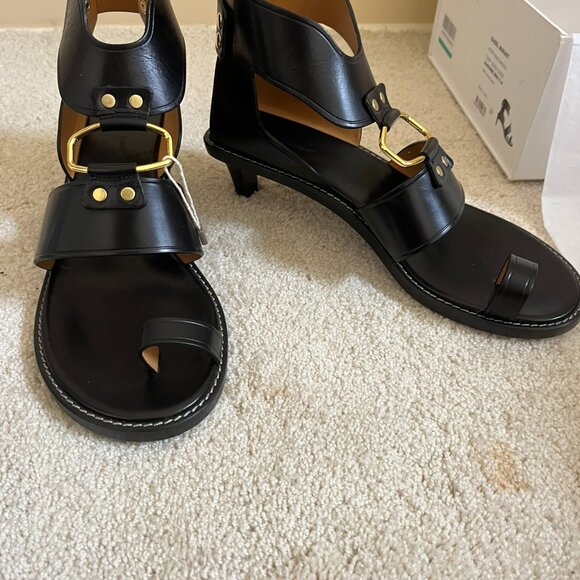 Isabel Marant Black Leather Sandals - New - Picture 6 of 7